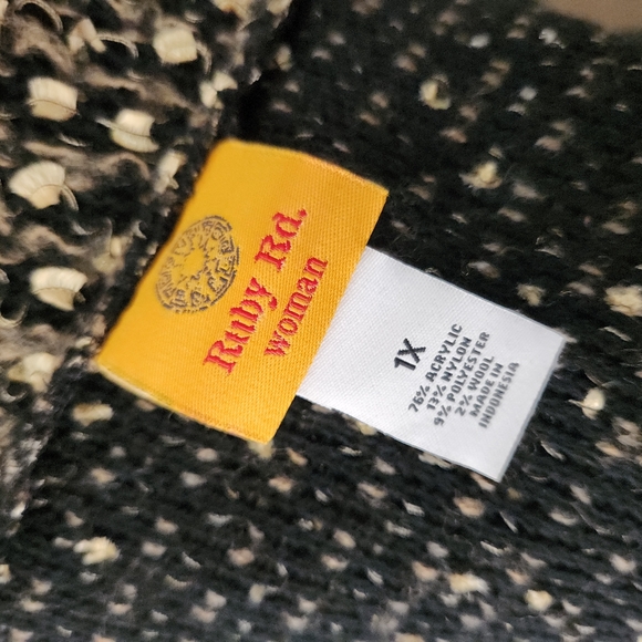 Ruby Rd. Sweater Cardigan Jacket Brown Cream Size 1X Plus - Picture 6 of 6